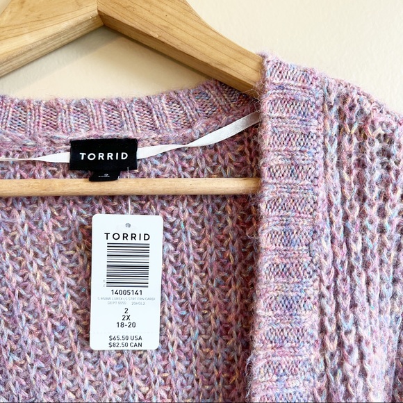 NWT TORRID lilac rainbow lurex open front cardigan size 2X MSRP $66 - Picture 4 of 11